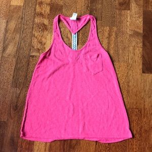 Racer back pink top with Aztec back